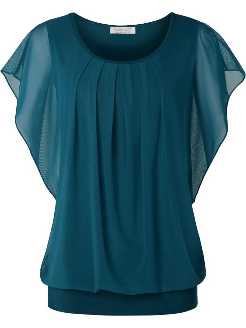 Women's Turquoise Solid Summer Tops Flutter Short Sleeve Casual Blouses Shirts